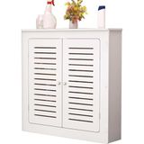 Generico Paspas Örtüsü, Banyo Rafı, Zemin Dolabı, 2 Kapılı Dikey Şeritli Modern Paspas Örtüsü, Banyo ve Oturma Odası için Yerden Tasarruf Dolabı (G50 cm x Y 60 cm x G 15 cm)