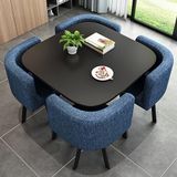 Generico Resepsiyon, perakende sayacı, kutu, kasiyer, ofis dolabı, çekmeceli masa, kablo, modern yemek seti, 4 kişilik modern yemek seti, 4 sandalye ile ahşap kare mutfak masası,