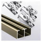 Generisch Bu 2'li Sürgülü Kapı Kılavuzu Seti, 0,7 m ~ 3,7 m, Metal Ahır Kapısı Rayı, Vidalı + Rulo, Dolaplar ve Mutfak için Kılavuz Raylı (Gümüş, 1,3 m)