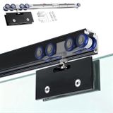 Generisch Bu Soft-Close sürgülü kapı rayı seti, çerçevesiz cam kapı sürgülü rayı, cep kapısı çerçevesi seti banyo/ofis/oturma odası için (siyah, 16 feet/4,9 m)
