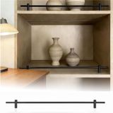 Generisch Dergi rafı rayı seti, metal, 8'li paket, 71 cm uzunluğunda dekoratif alüminyum çubuklar, kitap rafları ve mutfak dolapları için kolay montaj, 35,5 – 107 cm ayarlanabilir, siyah