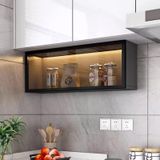 Generisch Duvara monte S vitrinli dolap, kapaklı ve LED aydınlatmalı, yerden tasarruf sağlar, mutfak, banyo ve yemek odası için, delmeden kolay montaj, fonksiyonel, gri – 60 x 19 x 30 cm