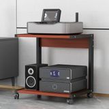 Generisch HiFi hoparlör standı, tekerlekli TV standı, ahşap pikap masası, 2 katlı yazıcı arabası, mobil ofis mobilyası, tik kaplama (50 x 40 x 55 cm)