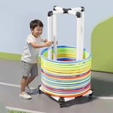 Generisch Hula-Hoop standı, egzersiz ve saklama için taşınabilir hulahop standı, evde veya spor salonunda yer tasarrufu sağlayan düzenleme için tekerlekli araba (60 cm (23 5/8 inç))