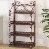 Generisch İnce, katlanabilir metal kitaplık – 3/4/5 katlı, taşınabilir saklama rafı, ev ofisi, yatak odası ve oturma odası için, montaj gerekmez, kahverengi, 88 cm