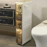 Generisch İstiflenebilir, şeffaf plastik çekmece kutuları tekerlekli – 4 katlı banyo dolabı, büyük kapasiteli, yer tasarruflu köşe çözümleri için sağlam ve uzun ömürlü tasarım