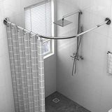 Generisch Kavisli Duş Perdesi Çubuğu, Ayarlanabilir, L Şekilli, Uzatılabilir, Delmeden, Paslanmaz Çelik, Banyo ve Mutfak için (Boyut: 110-140 x 110-140 cm)