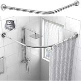 Generisch Kavisli duş perdesi çubuğu, ayarlanabilir, paslanmaz çelik, delme gerektirmez, banyo ve özel odalar için, paslanmaz, kolay montaj, (renk, 70 ila 95 cm × 70 ila 95 cm)