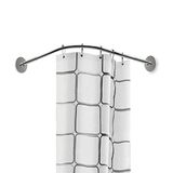Generisch Kavisli duş perdesi çubuğu, L şeklinde, uzatılabilir, kavisli paslanmaz çelik raylar, banyo için, sağlam köşe duş perdesi çubuğu (gümüş, 70-95 cm x 70-95 cm)