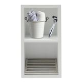 Generisch Paslanmaz çelikten iki katlı duş rafı, banyo için duvara monte düzenleyici, fayans gerektirmez, 18 x 10 x 34 cm, yer tasarrufu sağlayan tasarım, dayanıklı beyaz yüzey