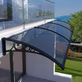 Generisch Şeffaf dış tente – %99,99 UV koruması, darbeye dayanıklı polikarbonat kaplama, ev kapısı ve pencere için, 100 x 280 cm, siyah bahçe gölgeliği, hava şartlarına dayanıklı barınak