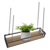 Generisch Tavan montajı için asma saksı rafı, ahşap ve metal bitki rafları, oda bitkileri için dekoratif saklama rafları, duvar rafı (60 x 25 x 1 cm)