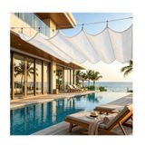 Generisch U şekilli, teleskopik dalgalı tente, %90 UV korumalı, geri çekilebilir güneş koruma ağı, teras, pergola ve tavan için, nefes alan HDPE, çok yönlü dalgalı güneş koruma ağı (G 2,2 x