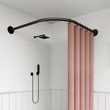 Generisch Uzatılabilir, kavisli L şeklinde paslanmaz çelik duş perdesi çubuğu, ayarlanabilir ve uzun ömürlü (Boyut: 75-95 cm x 90-130 cm)