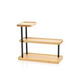 GENGSİ Meturas 3 Katlı Bambu Düzenleyici Raf | Metal Ayaklı Şık ve Dayanıklı Baharatlık Sunum Stand 32,5 cm