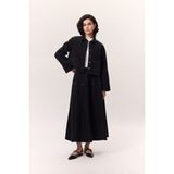 Geniş Büzgülü Denim Etek Siyah - 38