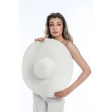 Geniş Kenarlı Beyaz Hasır Şapka