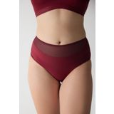 Geniş Kenarlı Yüksek Bel Tül Kadın Hipster Külot Bordo 2XL