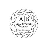Geniş Örgülü Çerçeveli Yuvarlak Mühür Kına Nişan Düğün 3X3 Cm Özel Etiket / 50 Adet Sticker