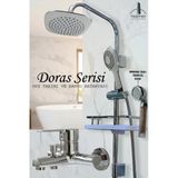Geniş Şampuanlıklı Robot Duş Takımı Ve Ağır Lüks Banyo Bataryası Doras Serisi Musluk Armatür
