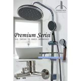 Geniş Şampuanlıklı Robot Duş Takımı Ve Ağır Lüks Banyo Bataryası Premium Serisi Musluk Armatür