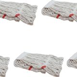 Geniş Yedek Islak Mop Paspas Ucu Başlığı Püskül - Pamuklu - 320 Gram. - 25 Cm. - Beyaz - 5 Adet
