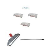 Geniş Yedek Islak Paspas Mop Takımı Seti - 3 Adet Geniş Islak Mop Başlığı + Metal Sap + Mop Tutucu
