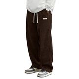 GENIUS Erkek Pantolon Fitilli Kadife Bol Paça Oversize Pantolon Kahverengi S