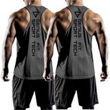 Genius Store 2'li Paket Erkek Dry Fit Y - back Gym Fitness Sporcu Atleti fume