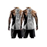 GENIUS STORE 2'li Paket Erkek Dry Fit Y-back Gym Fitness Sporcu Atleti (GRİ-GRİ, XL)