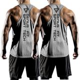 Genius Store 2'li Paket Erkek Dry Fit Y - back Gym Fitness Sporcu Atleti gri