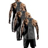 GENIUS STORE 3'lü Paket Erkek Dry Fit Y-back Gym Fitness Sporcu Atleti (FÜME, S)
