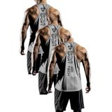 GENIUS STORE 3'lü Paket Erkek Dry Fit Y-back Gym Fitness Sporcu Atleti (GRİ, S)