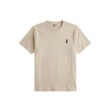GENIUS STORE Erkek Bej Tişört %100 Pamuk Süprem Basic Tişört Bisiklet Yaka Nakışlı T-shirt
