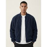 Genius Store Erkek Bomber Mont Peluş Içi Astarlı Regular Kalıp Sherpa Kuzu Kumaş Spor Mont - Lacivert