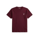 GENIUS STORE Erkek Bordo Tişört %100 Pamuk Süprem Basic Tişört Bisiklet Yaka Nakışlı T-shirt