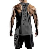 GENIUS STORE Erkek Dry Fit Y-back Gym Fitness Sporcu Atleti (FÜME, XXL)