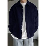 GENIUS STORE Erkek Gömlek Fitilli Kadife Oversize Gömlek Yaka Cepli Uzun Kollu Ceket Gömlek