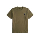 GENIUS STORE Erkek Haki Tişört %100 Pamuk Süprem Basic Tişört Bisiklet Yaka Nakışlı T-shirt