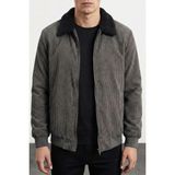 Genius Store Erkek Kadife Mont Peluş Astarlı Gömlek Yaka Rüzgar Geçirmez Kadife Mont - 2XL - Füme