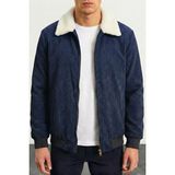 Genius Store Erkek Kadife Mont Peluş Astarlı Gömlek Yaka Rüzgar Geçirmez Kadife Mont - 2XL - Lacivert