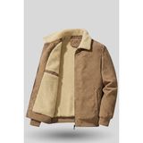 Genius Store Erkek Kadife Mont Peluş Astarlı Tam Fermuarlı Gömlek Yaka Spor Mont - 2XL - Bej