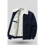 Genius Store Erkek Kadife Spor Mont Peluş Astarlı Rüzgara Dayanıklı Günlük Kullanım İçin Lacivert - XL