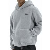 Genıus Store Erkek Kapüşonlu Polar Sherpa Kuzu Kumaş İçi Şardonlu Kapüşonlu Sweatshırt SHERPA-KAP (Gri, S)