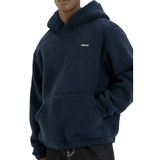 Genıus Store Erkek Kapüşonlu Polar Sherpa Kuzu Kumaş İçi Şardonlu Kapüşonlu Sweatshırt SHERPA-KAP (Lacivert, M)