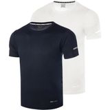 Genius Store Erkek Nem Emici Hızlı Kuruma Atletik Teknik Performans Spor T-Shirt Drıfıt-Kısakol2 - XL - Beyaz - Lacivert