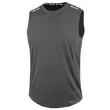 GENIUS STORE Erkek Nem Emici Hızlı Kuruma Atletik Teknik Performans Sporcu Sıfır Kol T-shirt (FÜME, S)