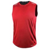 GENIUS STORE Erkek Nem Emici Hızlı Kuruma Atletik Teknik Performans Sporcu Sıfır Kol T-shirt (KIRMIZI, XXL)
