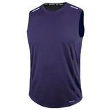 GENIUS STORE Erkek Nem Emici Hızlı Kuruma Atletik Teknik Performans Sporcu Sıfır Kol T-shirt (LACİVERT, S)