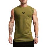 Genius Store Erkek Nem Emici Hızlı Kuruma Atletik Teknik Performans Sporcu Sıfır Kol T-Shirt Mg-Atlet Haki 2Xl